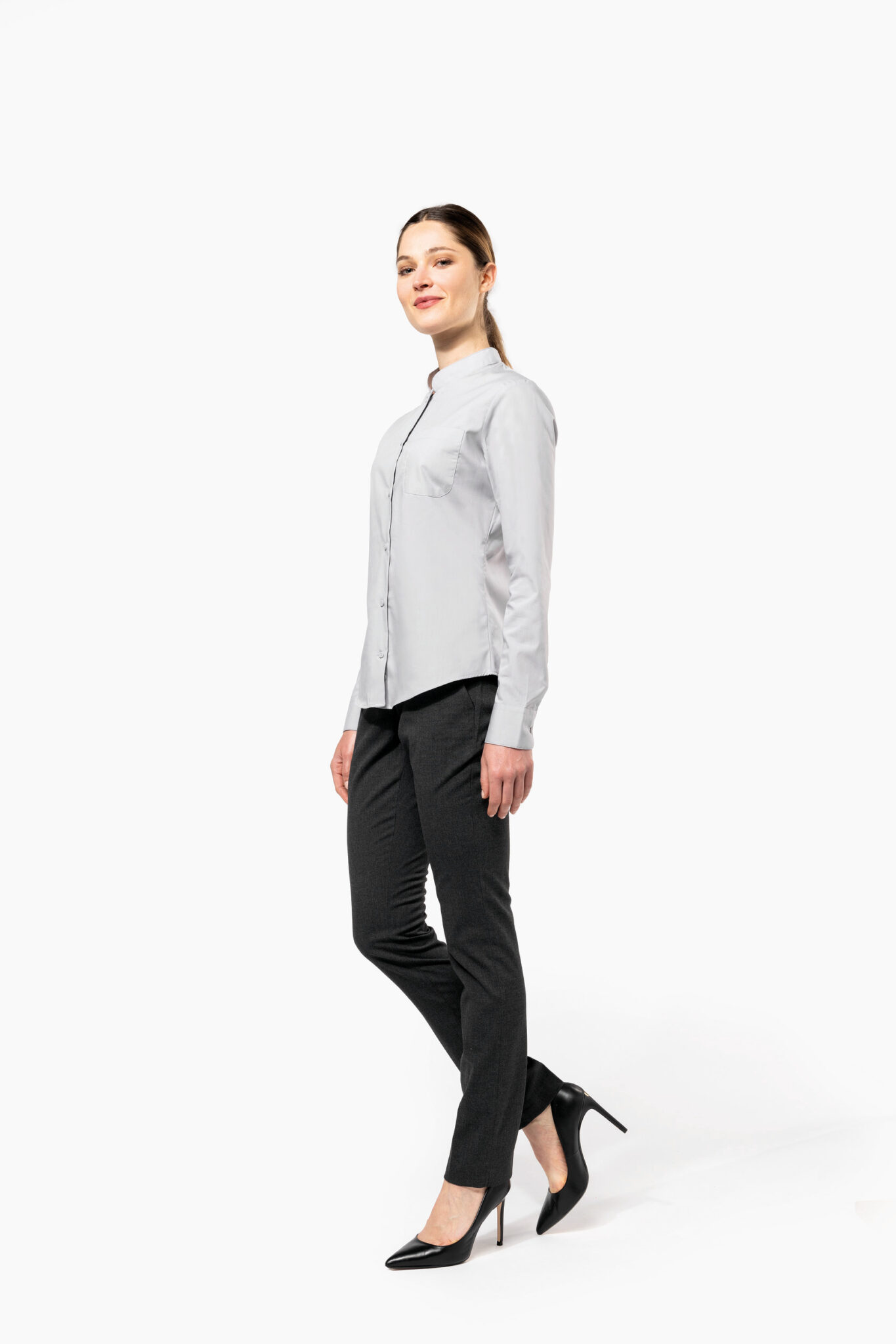 Miniature 5 pour Chemise col mao manches longues femme