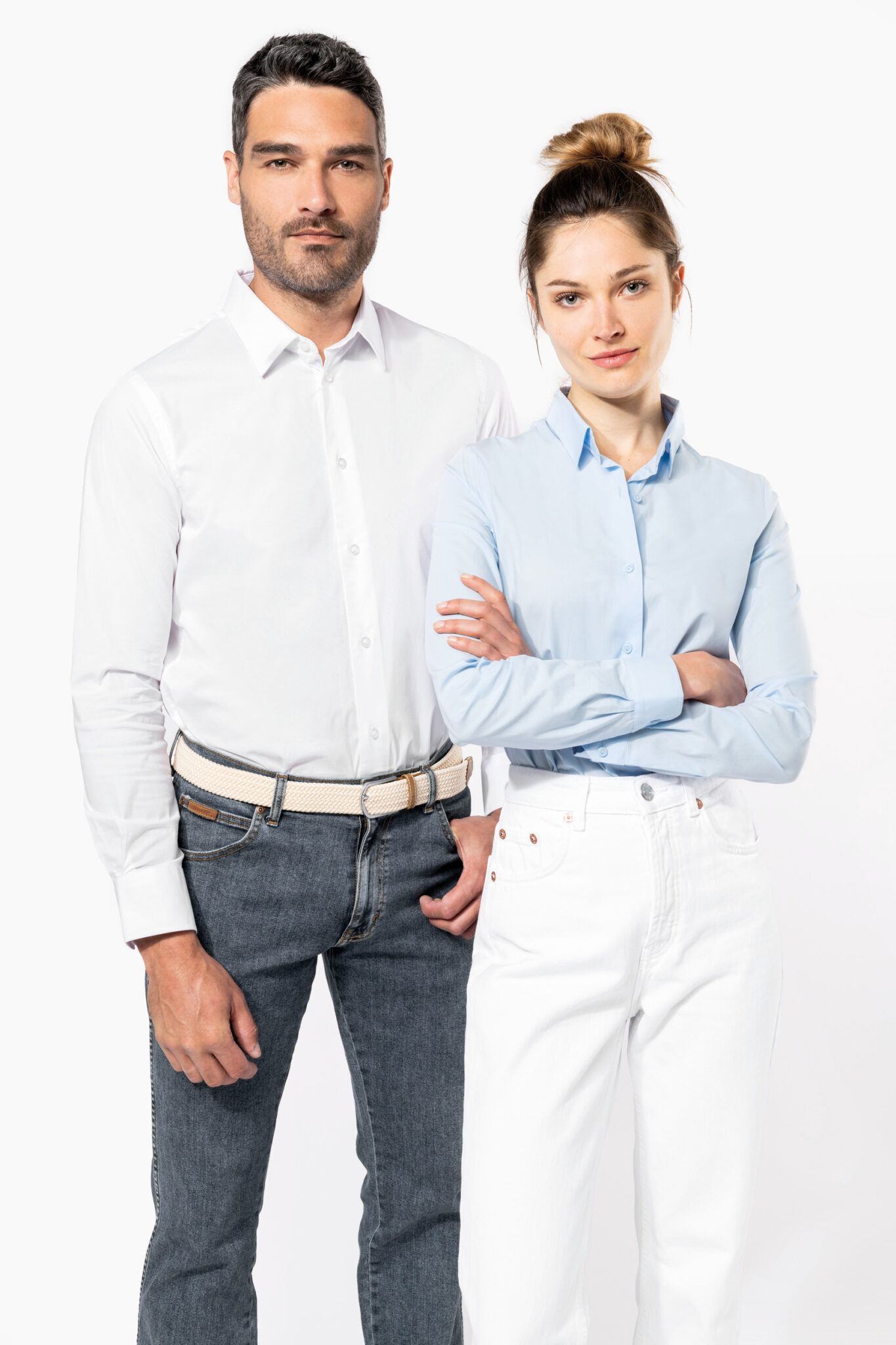Miniature 6 pour Chemise coton / élasthanne manches longues femme