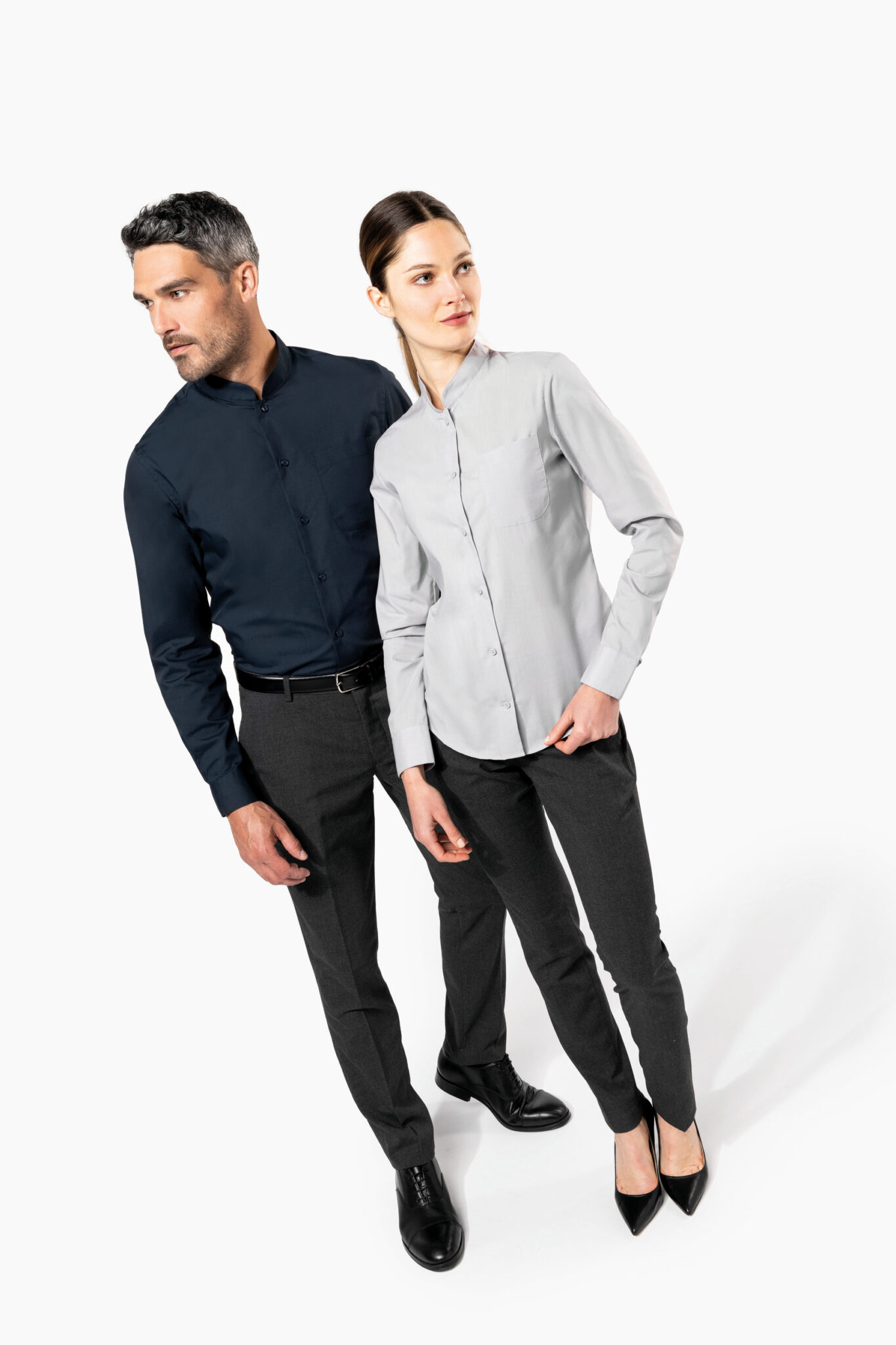 Miniature 7 pour Chemise col mao manches longues femme