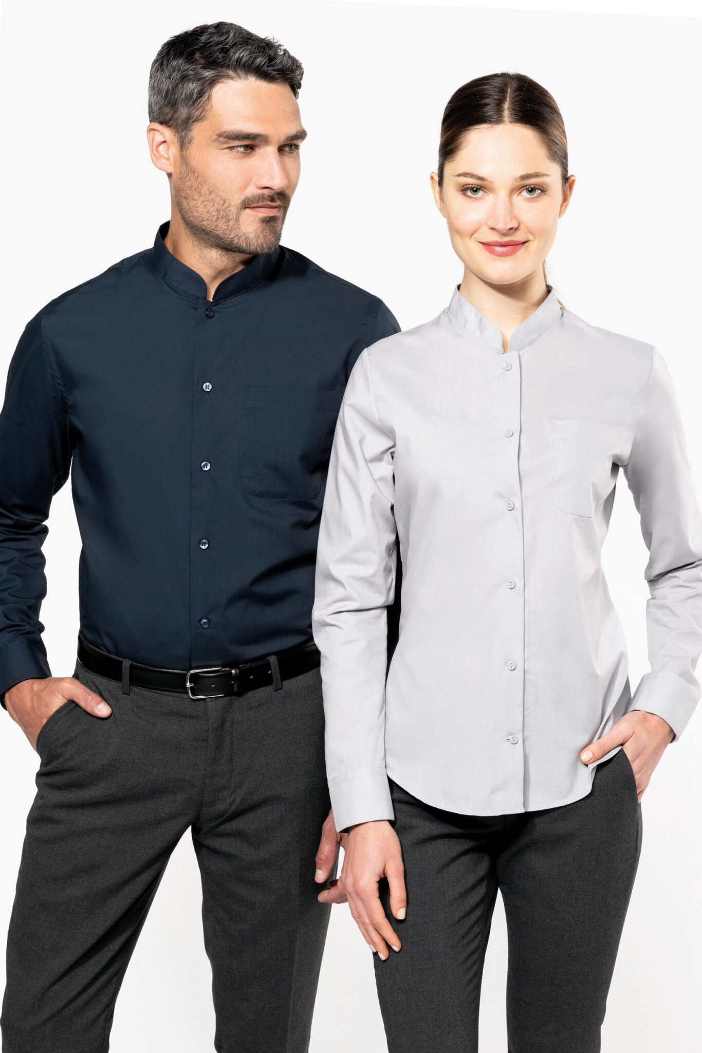 Miniature 6 pour Chemise col mao manches longues femme