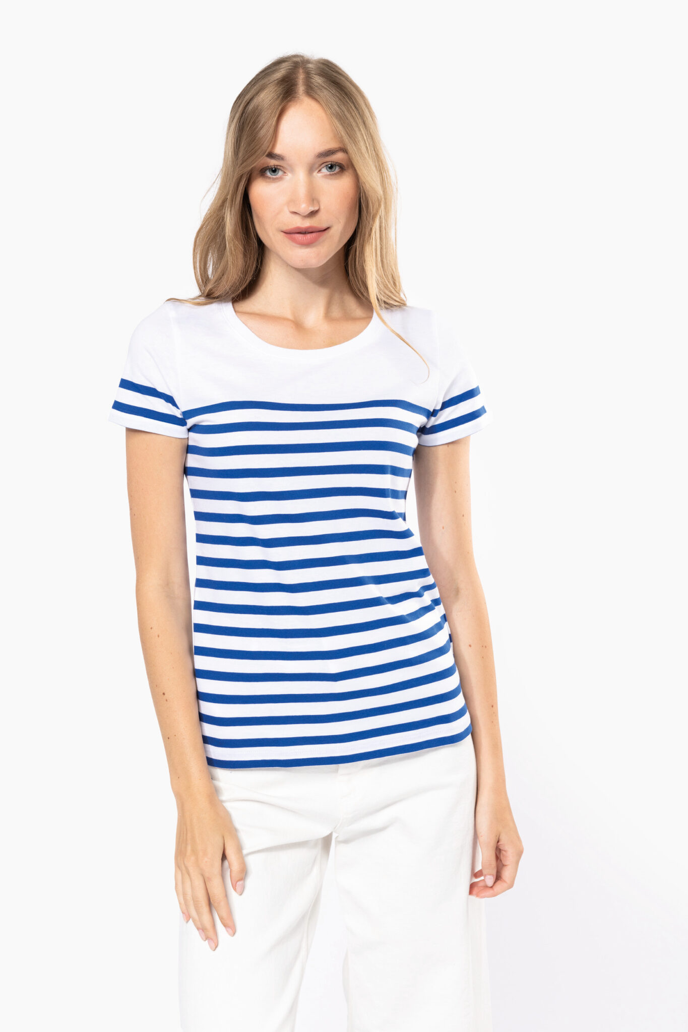 Visuel T-shirt marin col rond Bio femme
