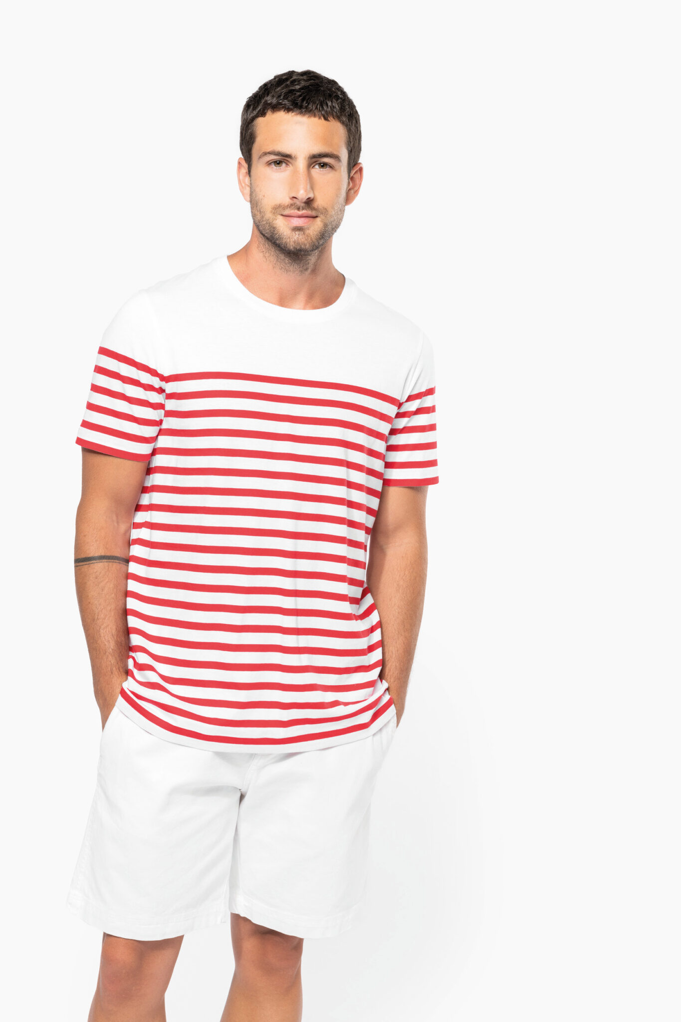 Visuel T-shirt marin col rond Bio homme