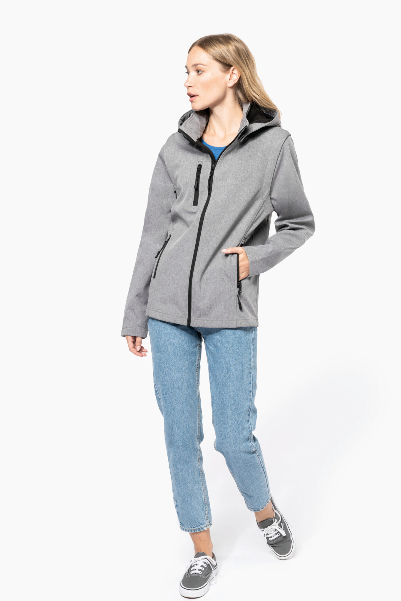 Miniature 12 pour Veste Softshell 3 couches à capuche avec manches amovibles unisexe