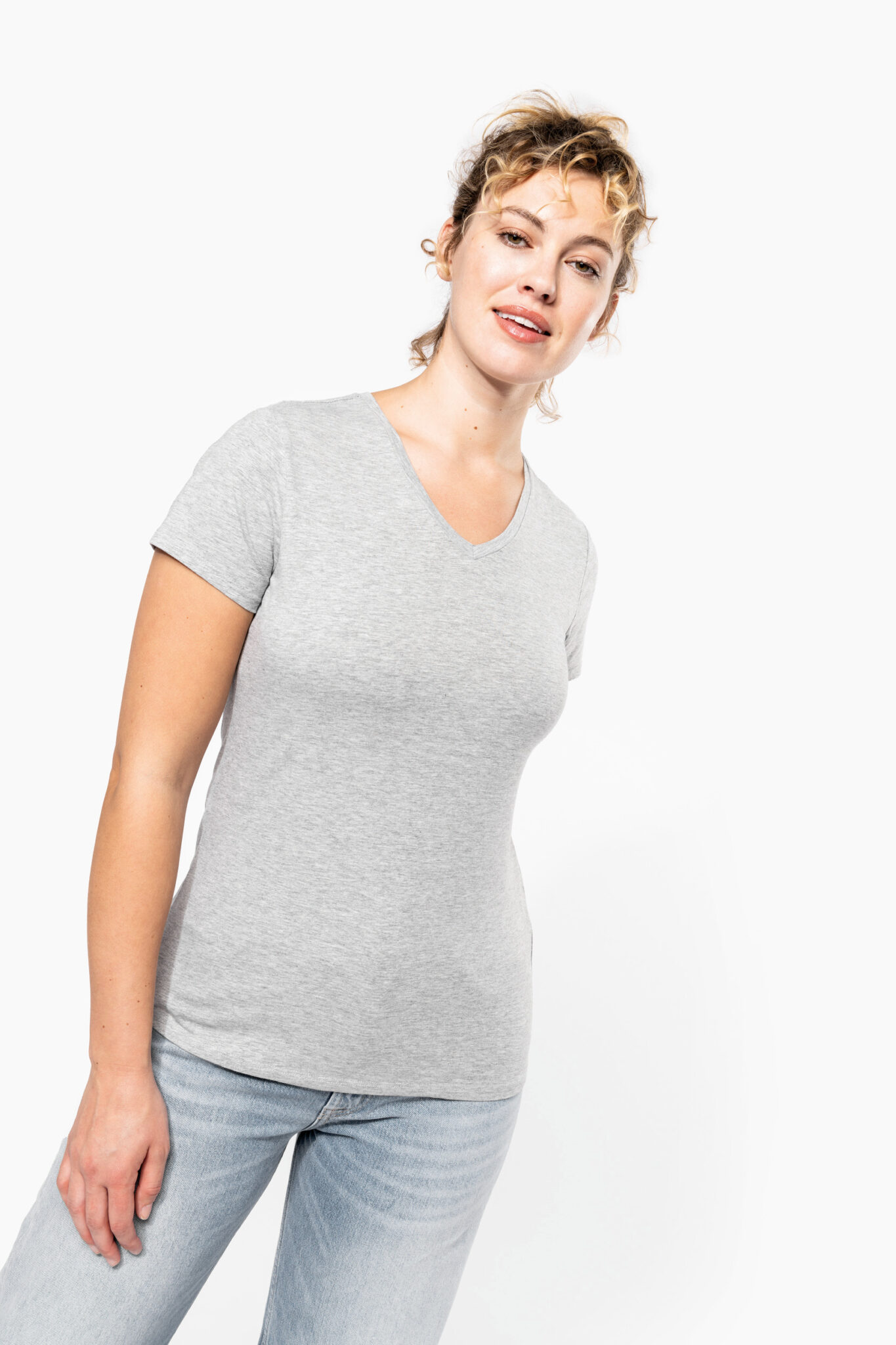 Visuel T-shirt col V manches courtes femme
