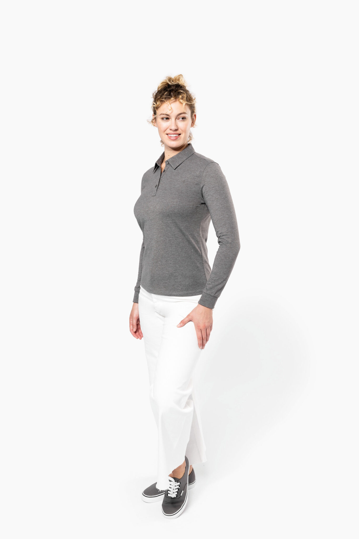 Miniature 6 pour Polo jersey manches longues femme