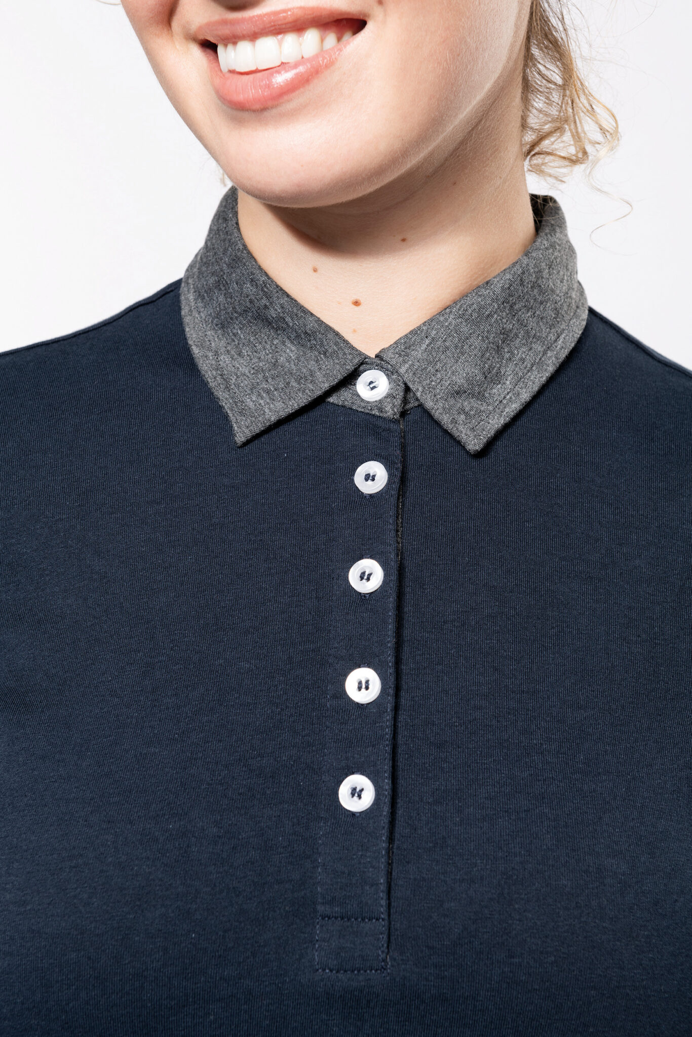 Miniature 11 pour Polo jersey bicolore femme