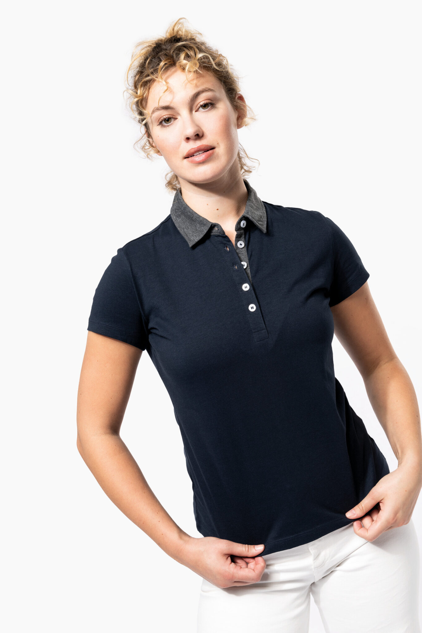 Visuel Polo jersey bicolore femme