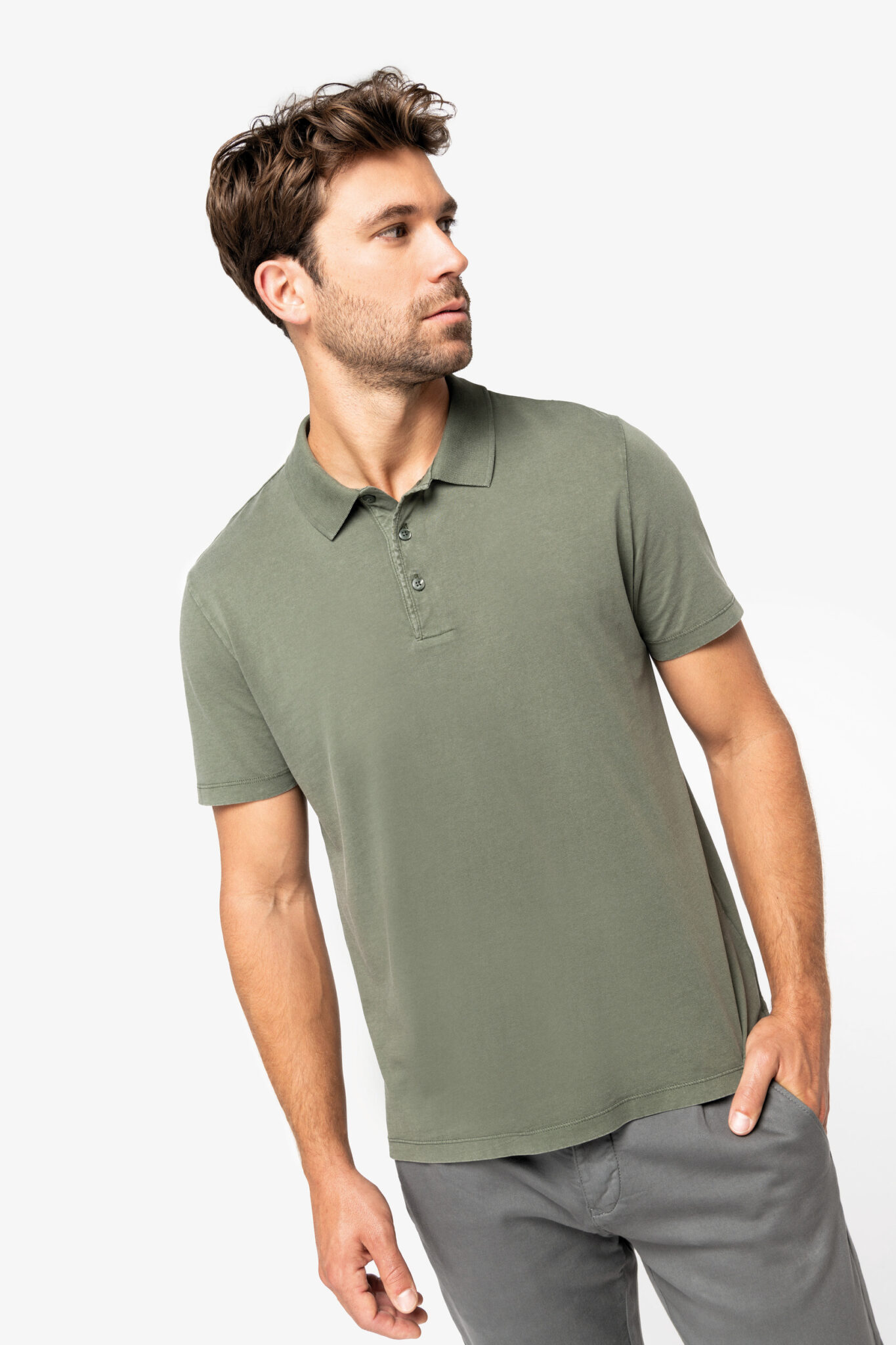 Visuel Polo écoresponsable délavé en jersey homme