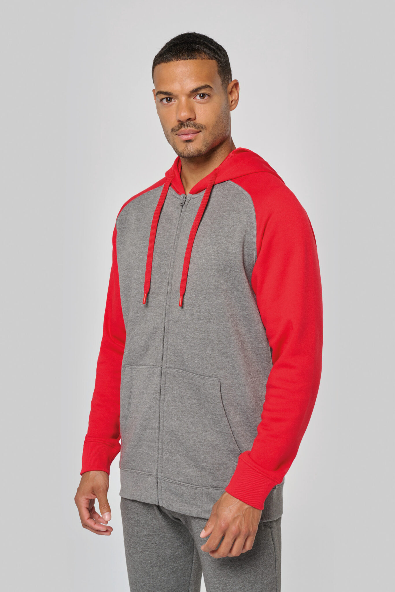 Visuel Veste molleton zippée capuche bicolore unisexe