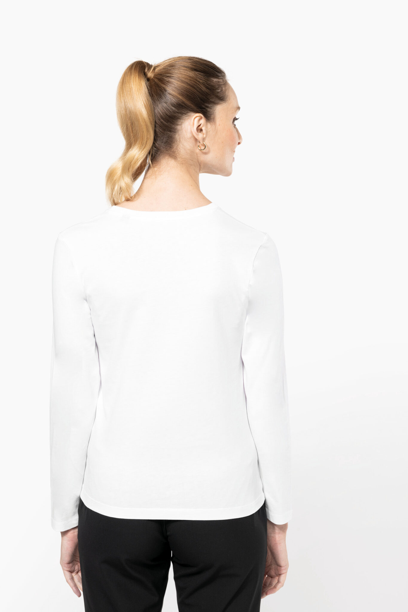 Miniature 2 pour T-shirt Supima® col V manches longues femme