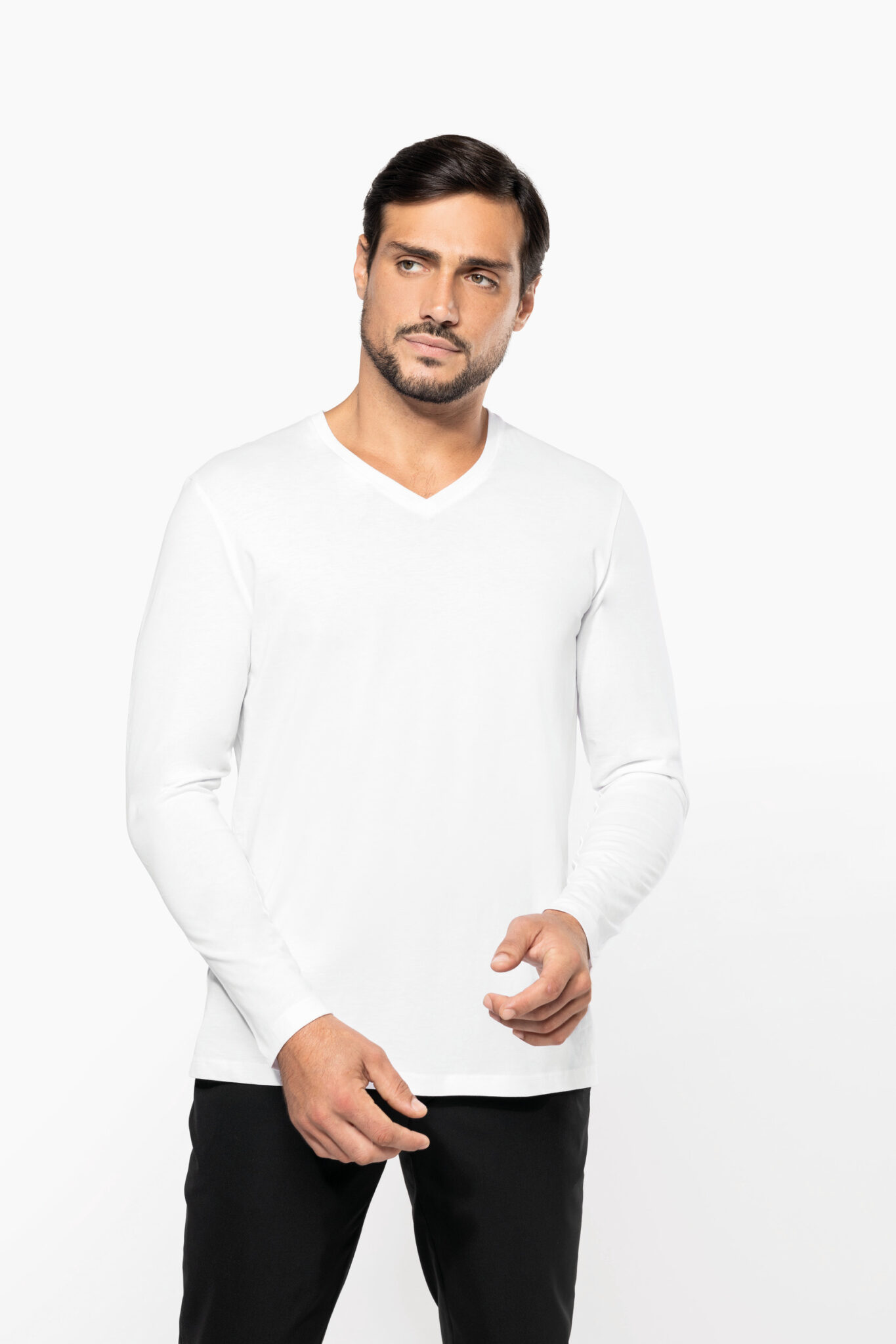 Visuel T-shirt Supima® col V manches longues homme