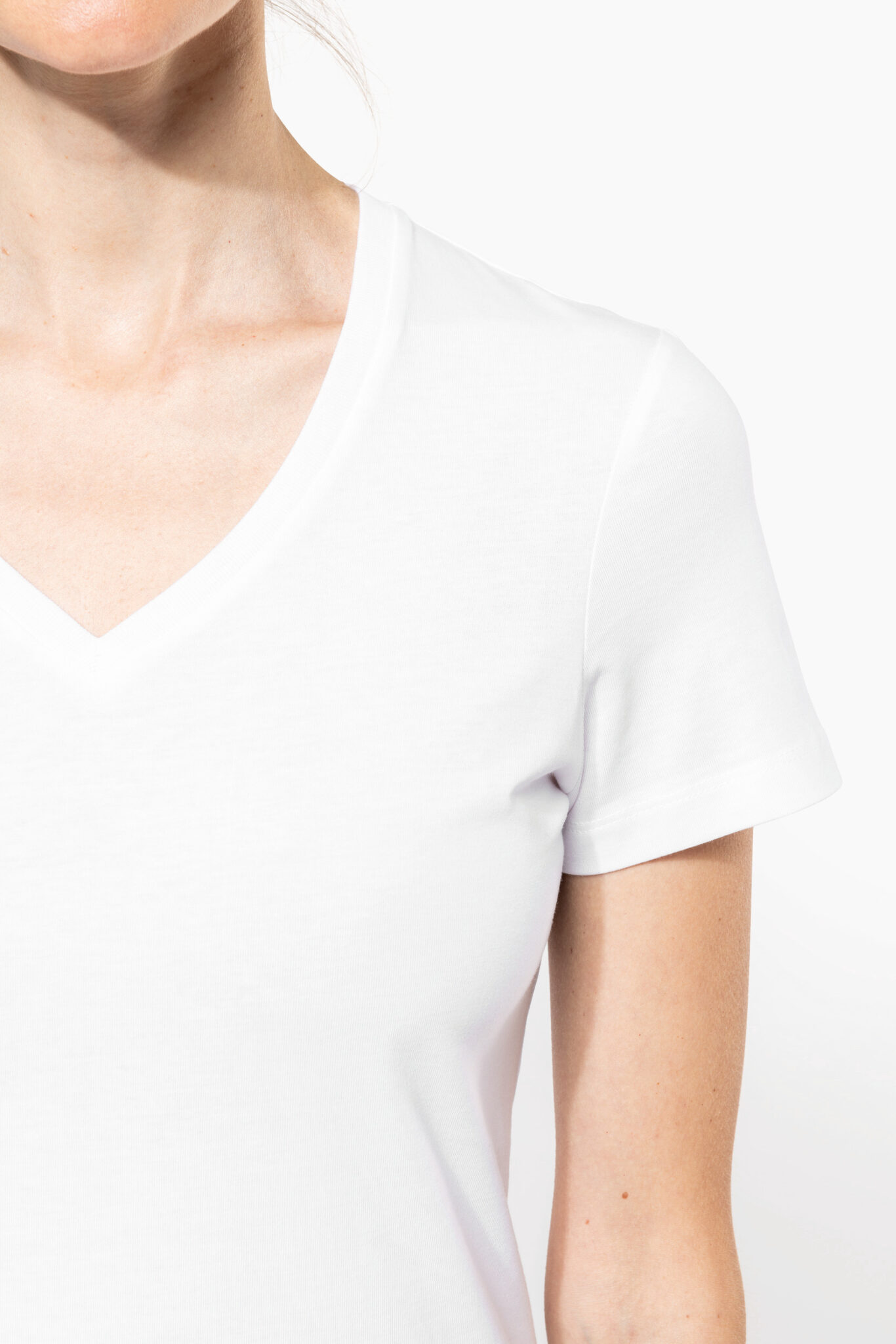 Miniature 11 pour T-shirt Supima® col V manches courtes femme