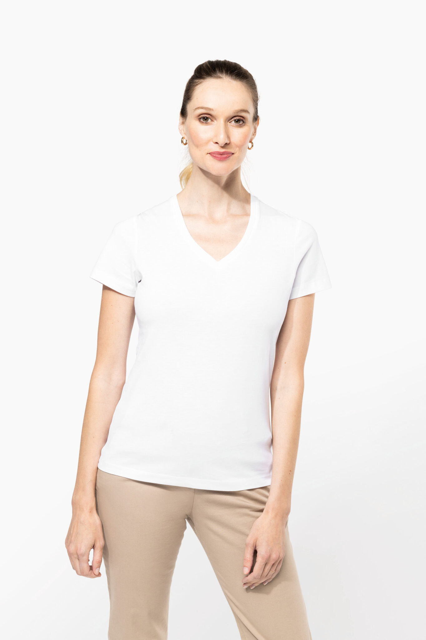Visuel T-shirt Supima® col V manches courtes femme