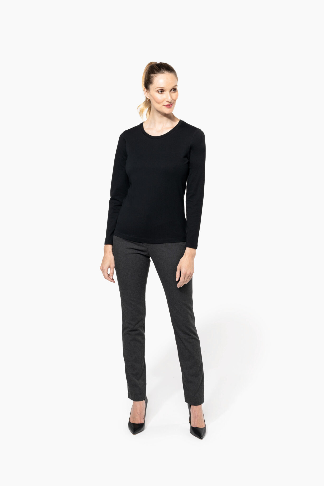Miniature 4 pour T-shirt Supima® col rond manches longues femme