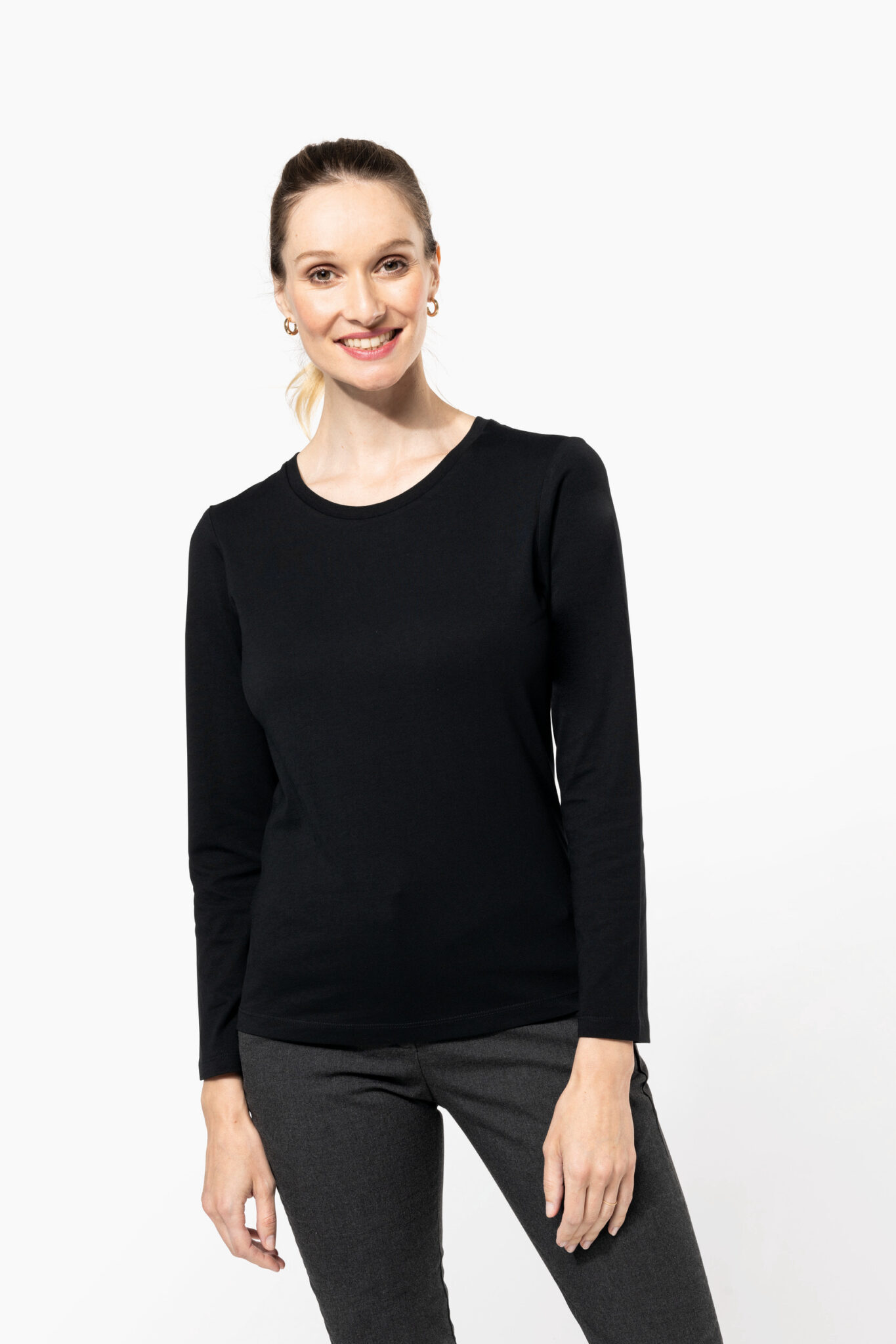 Visuel T-shirt Supima® col rond manches longues femme