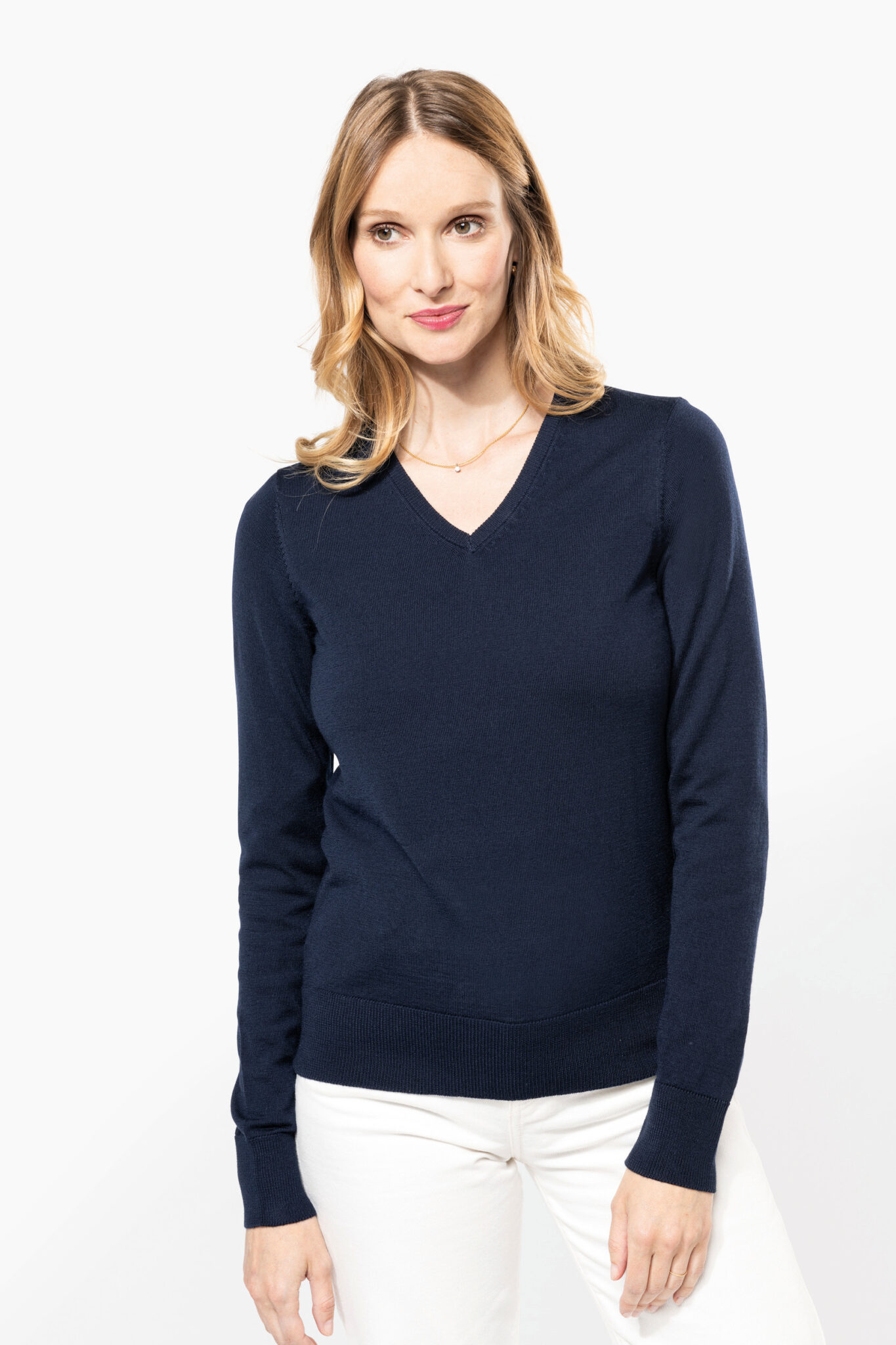 Visuel Pull Mérinos col V femme