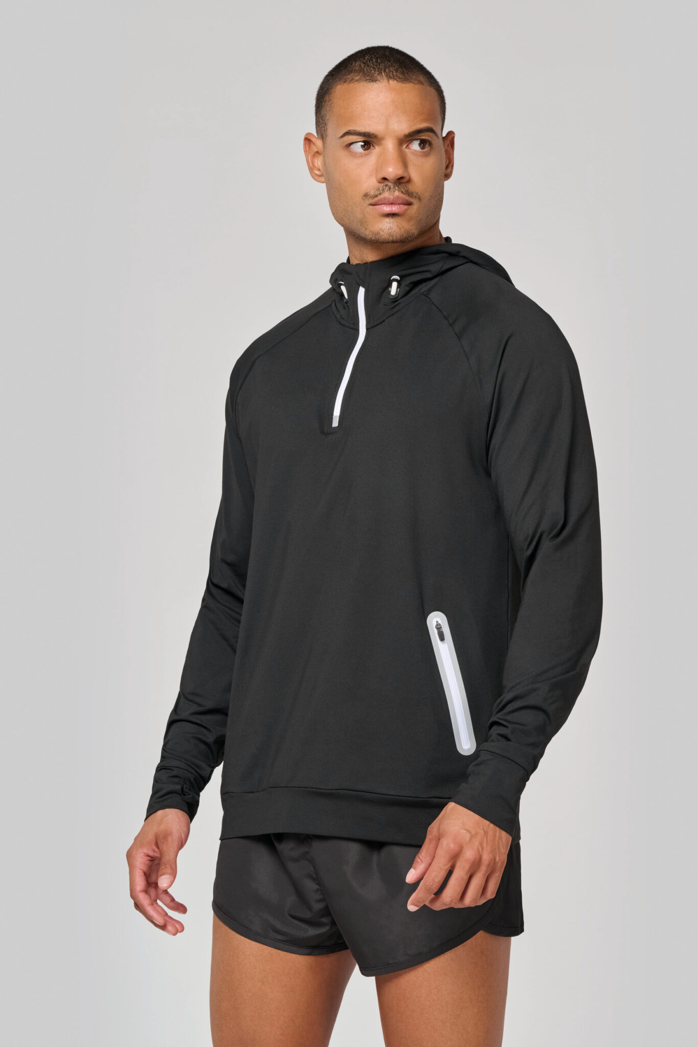 Visuel Sweat-shirt à capuche 1/4 zip sport unisexe