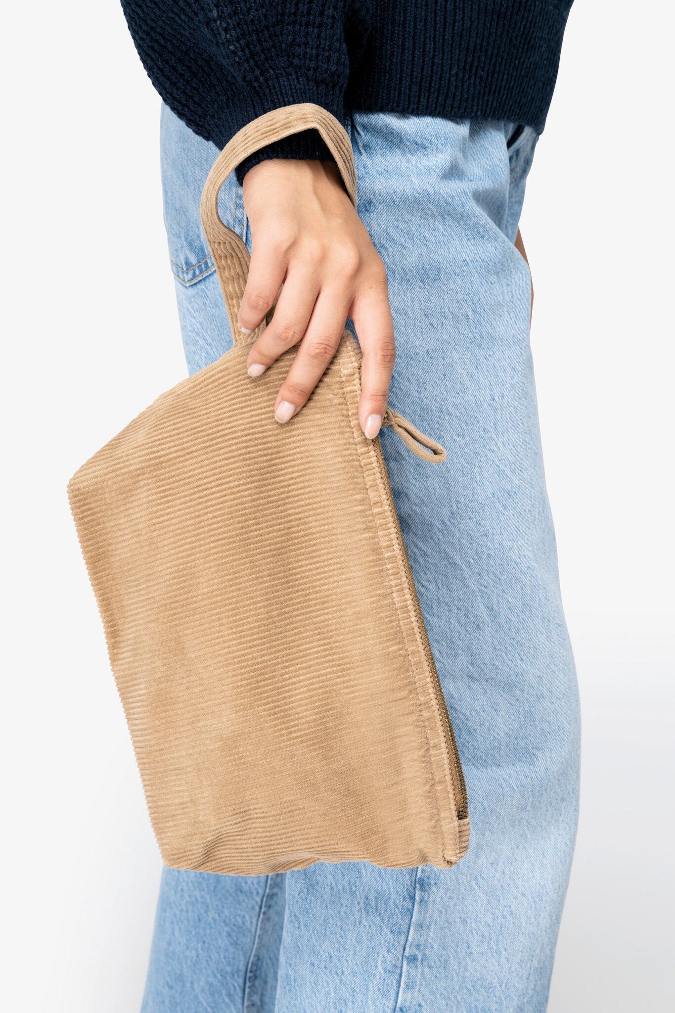 Visuel Pochette écoresponsable délavée en velours côtelé