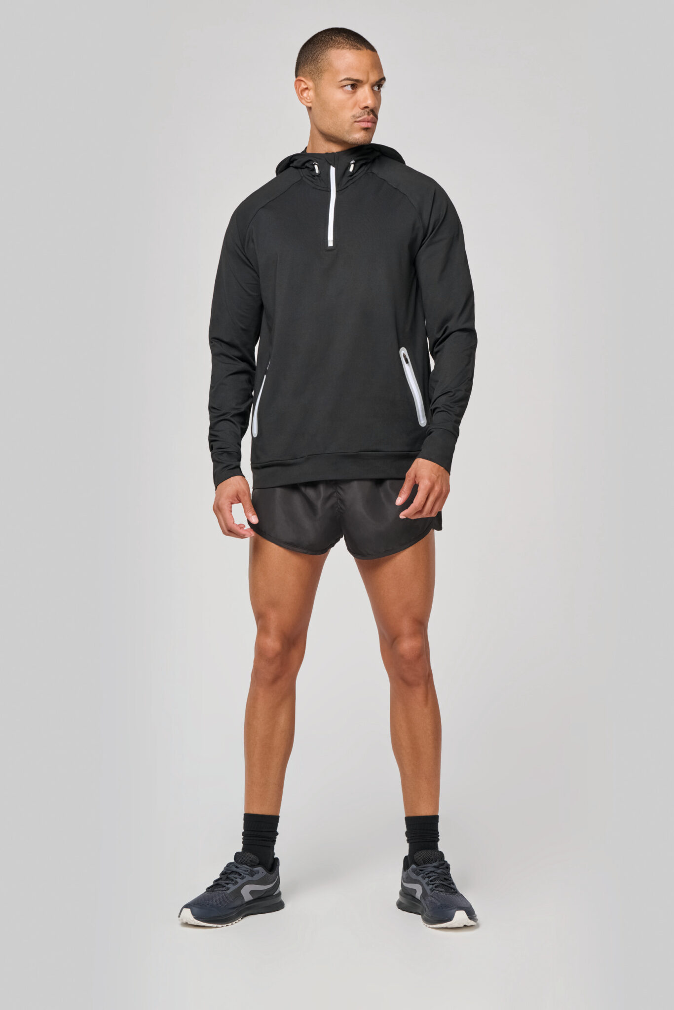 Miniature 3 pour Sweat-shirt à capuche 1/4 zip sport unisexe