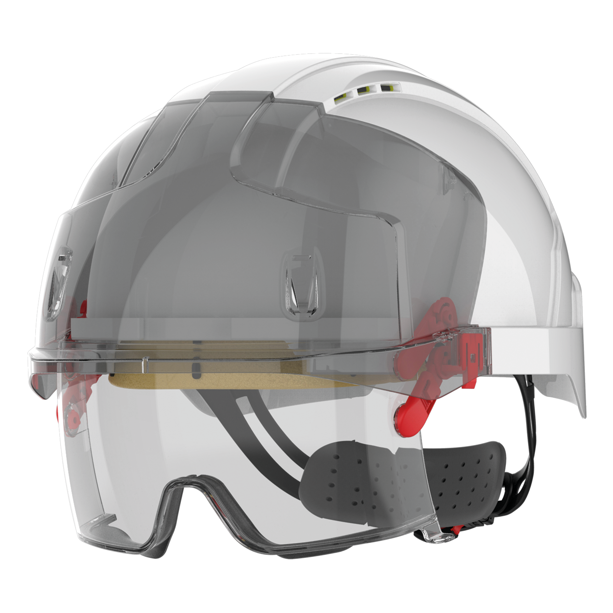 Visuel Casque de sécurité EVO® VISTAlens™ micro-visière, ventilé, avec sur-lunette integrée anti-buée, anti-rayures KN