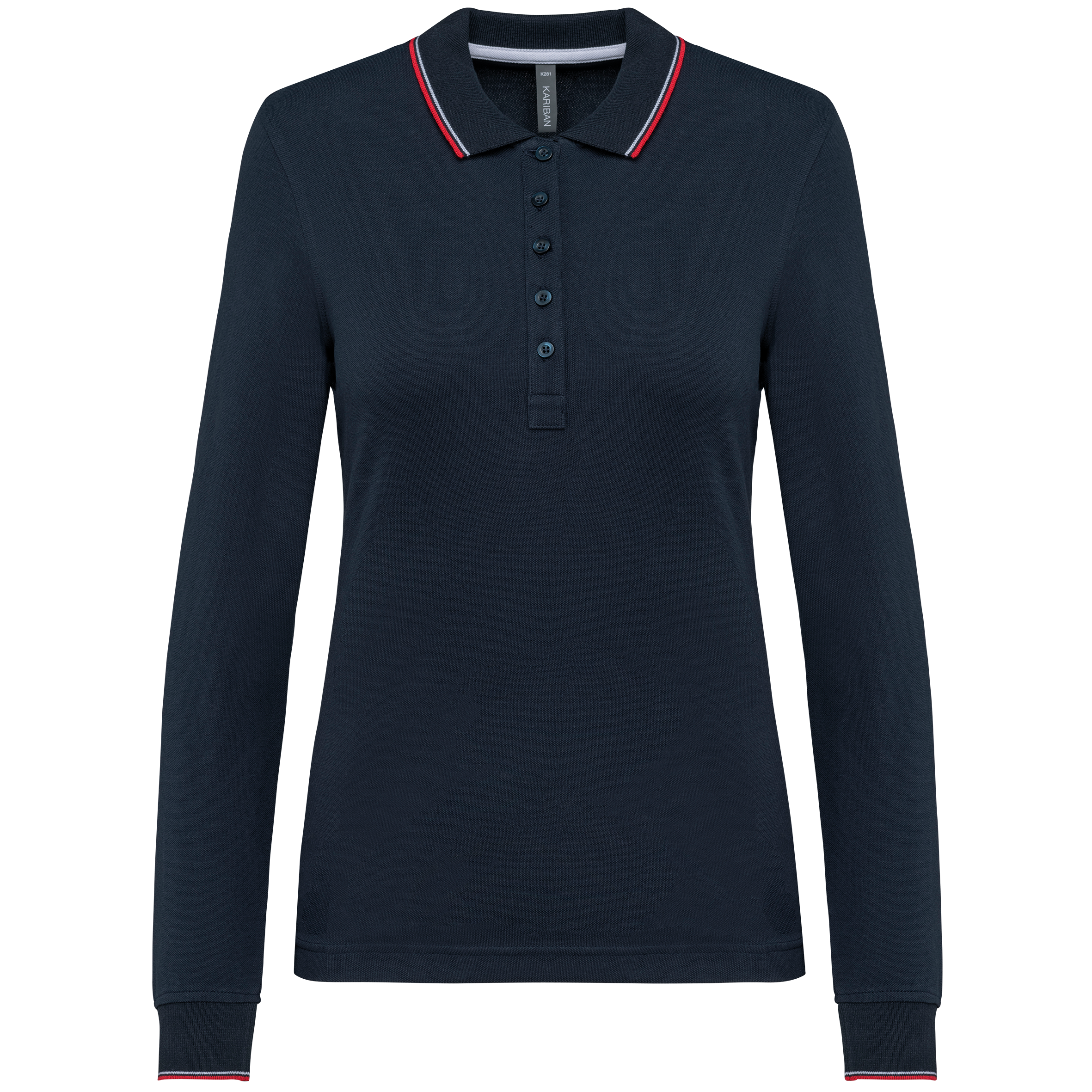 Miniature 10 pour Polo maille piquée manches longues femme