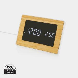 Visuel Station météo LED en bambou FSC® et plastique RCS Utah