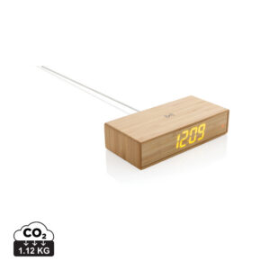 Visuel Réveil en bambou avec chargeur sans fil 5W