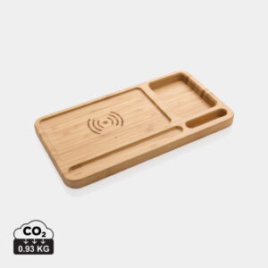 Visuel Organiseur de bureau en bambou avec chargeur 10W FSC®