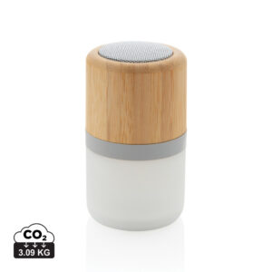 Visuel Enceinte 3W en bambou avec lumière d'ambiance