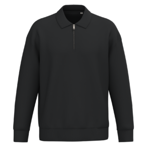 Visuel Sweat-shirt écoresponsable quart zip col polo à épaules tombantes unisexe