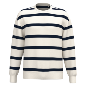 Visuel Sweat-shirt écoresponsable à col rond à rayures et épaules tombantes unisexe