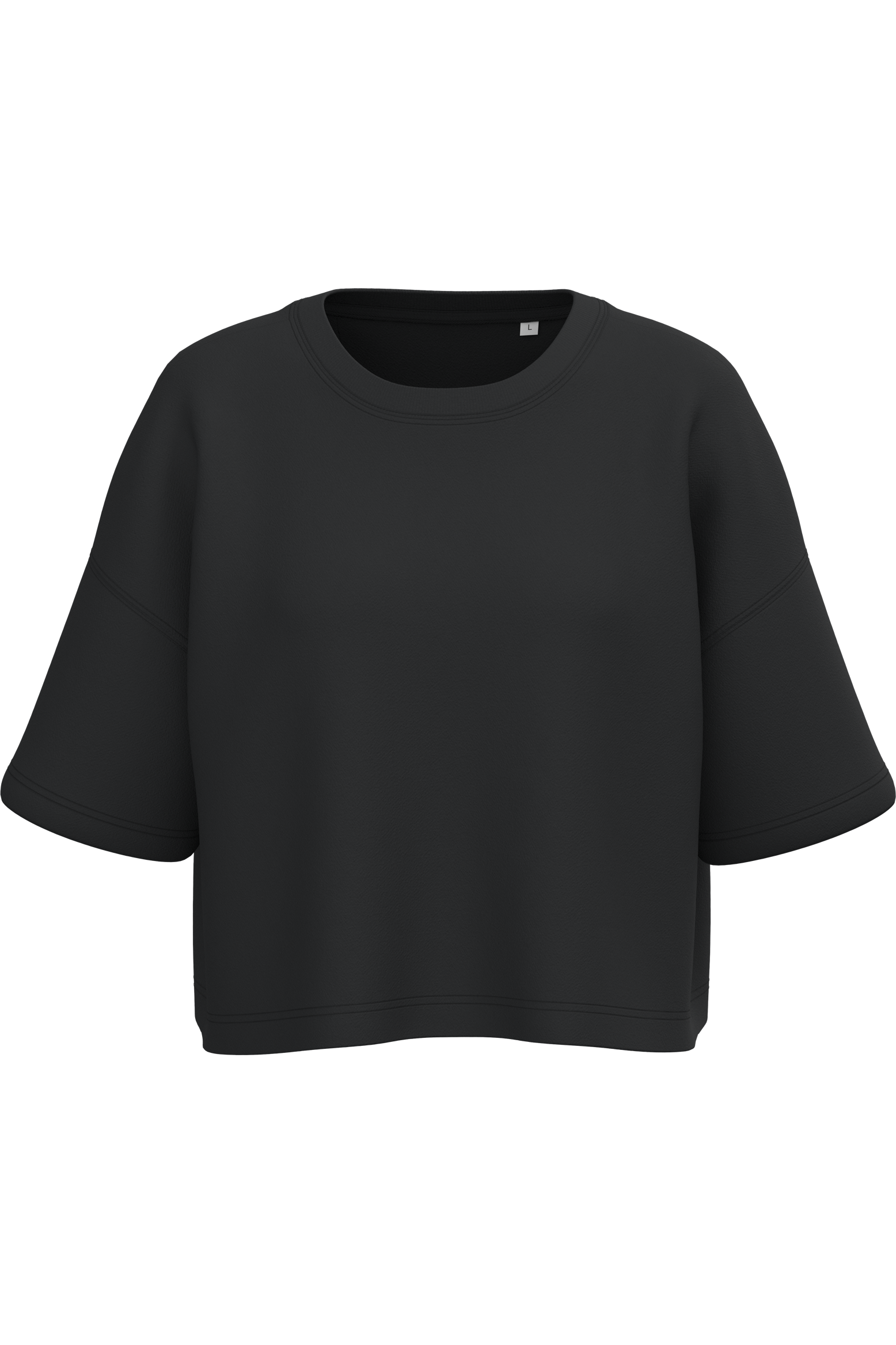 Miniature 2 pour Sweat-shirt crop à manches courtes col rond femme