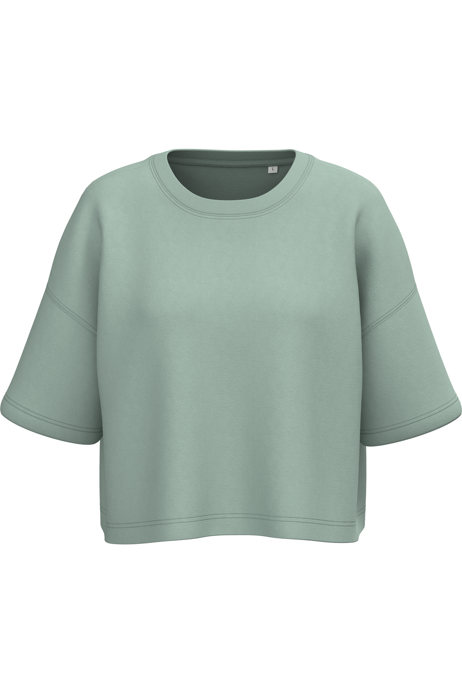 Miniature 4 pour Sweat-shirt crop à manches courtes col rond femme