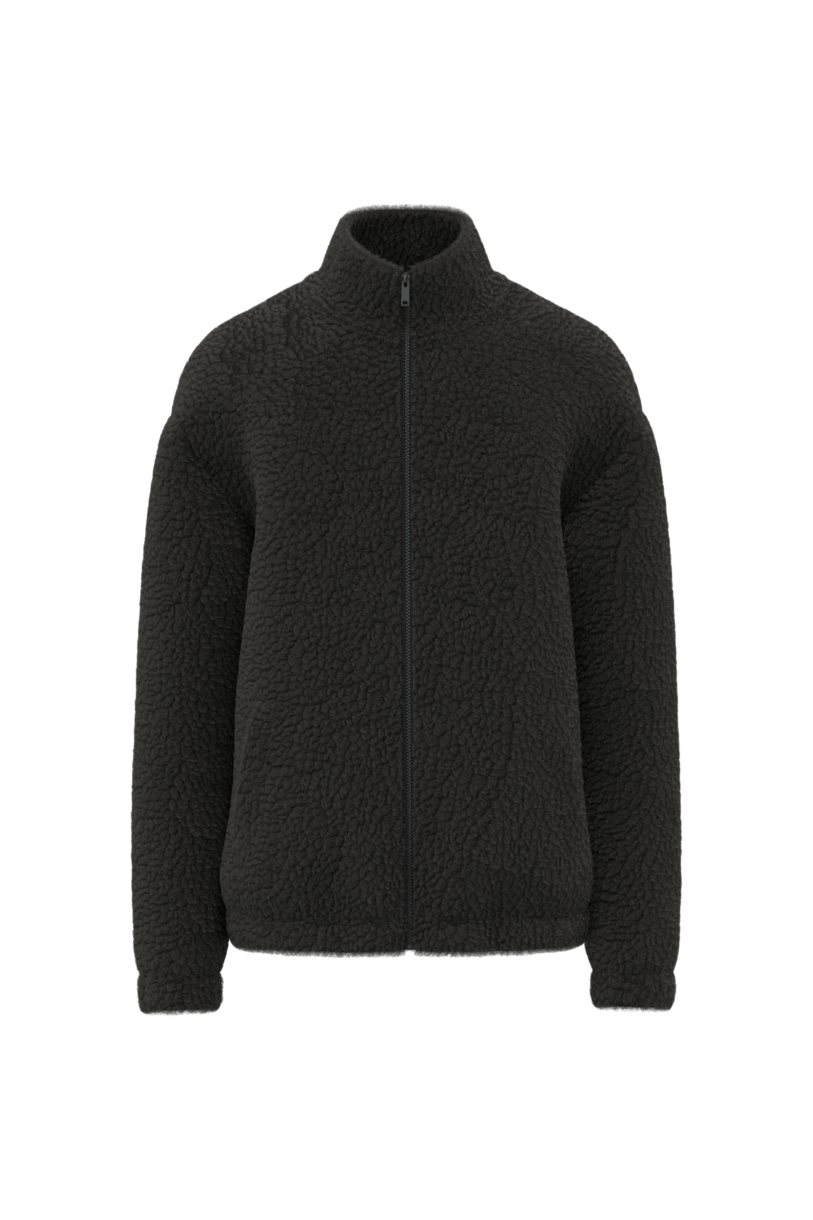 Miniature 1 pour Sweat-shirt zippé à épaules tombantes en sherpa unisexe