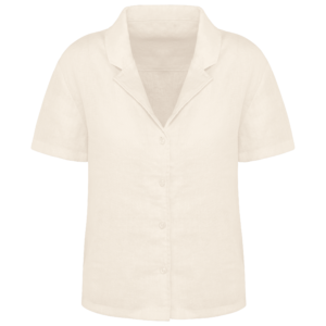 Visuel Chemise à col bowling manches courtes en lin femme