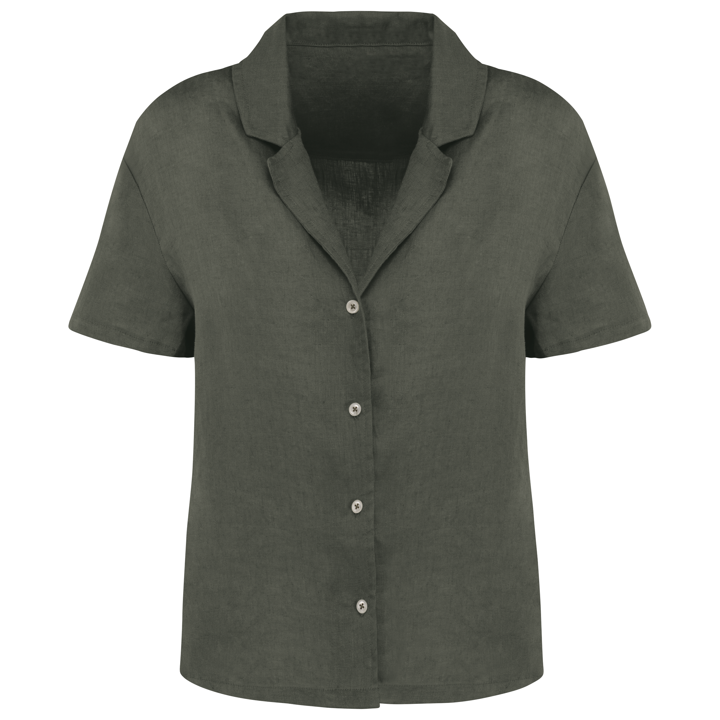 Miniature 2 pour Chemise à col bowling manches courtes en lin femme